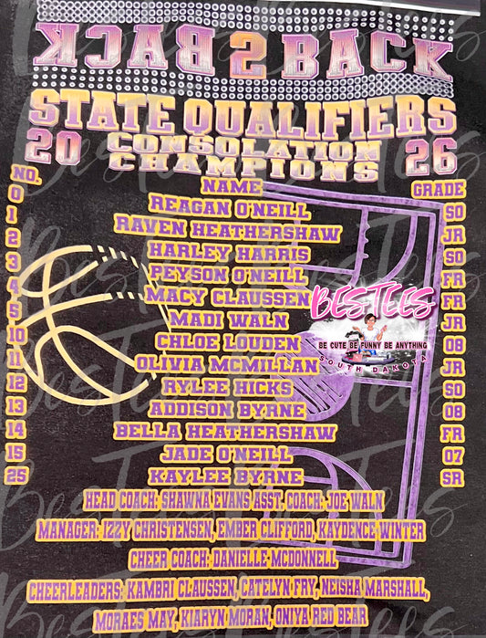 2026 ROSTER & CONSOLATION CHAMPIONS PATCH STATE-BC Girls Basketball