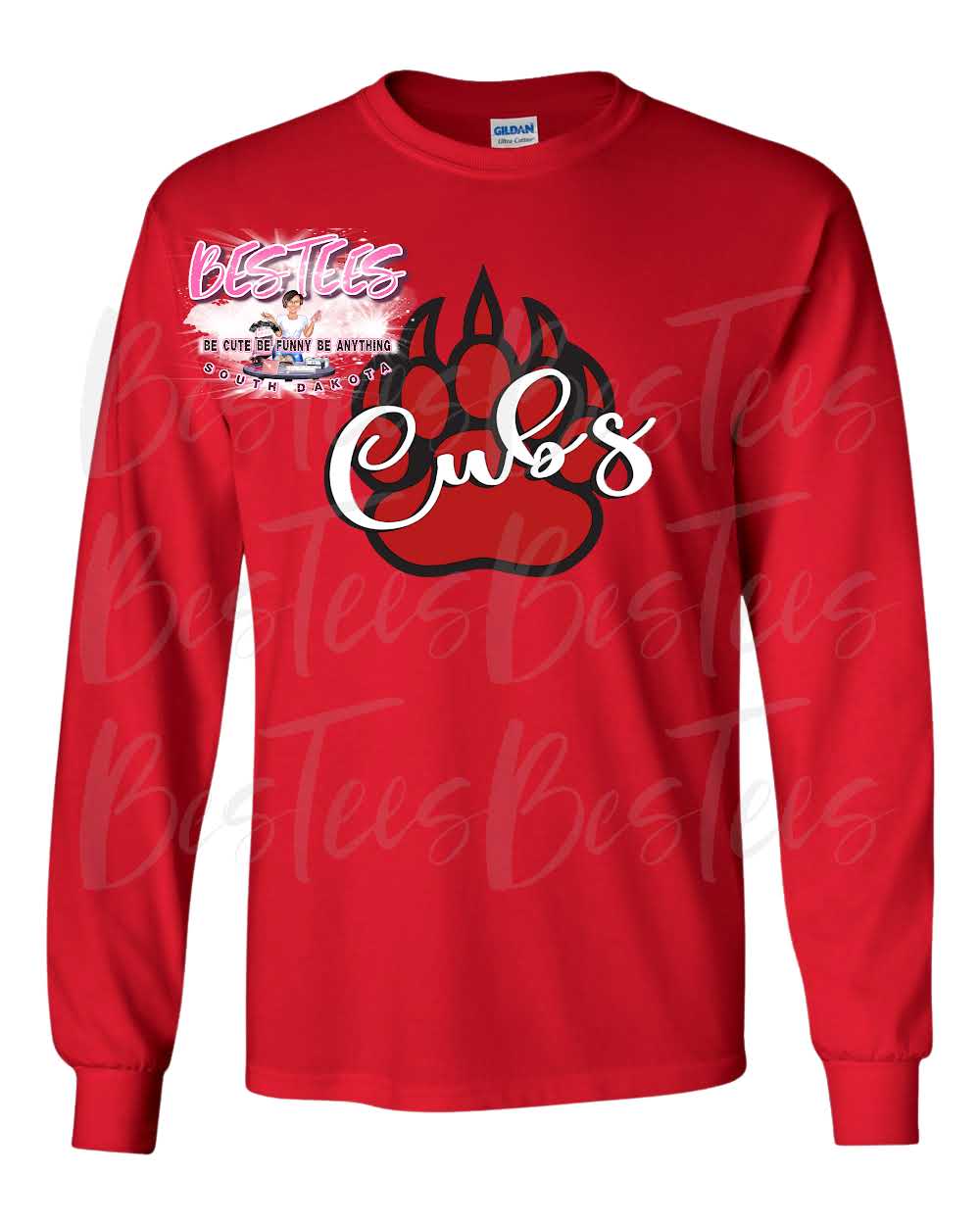 Red Long Sleeve with Cubs Paw