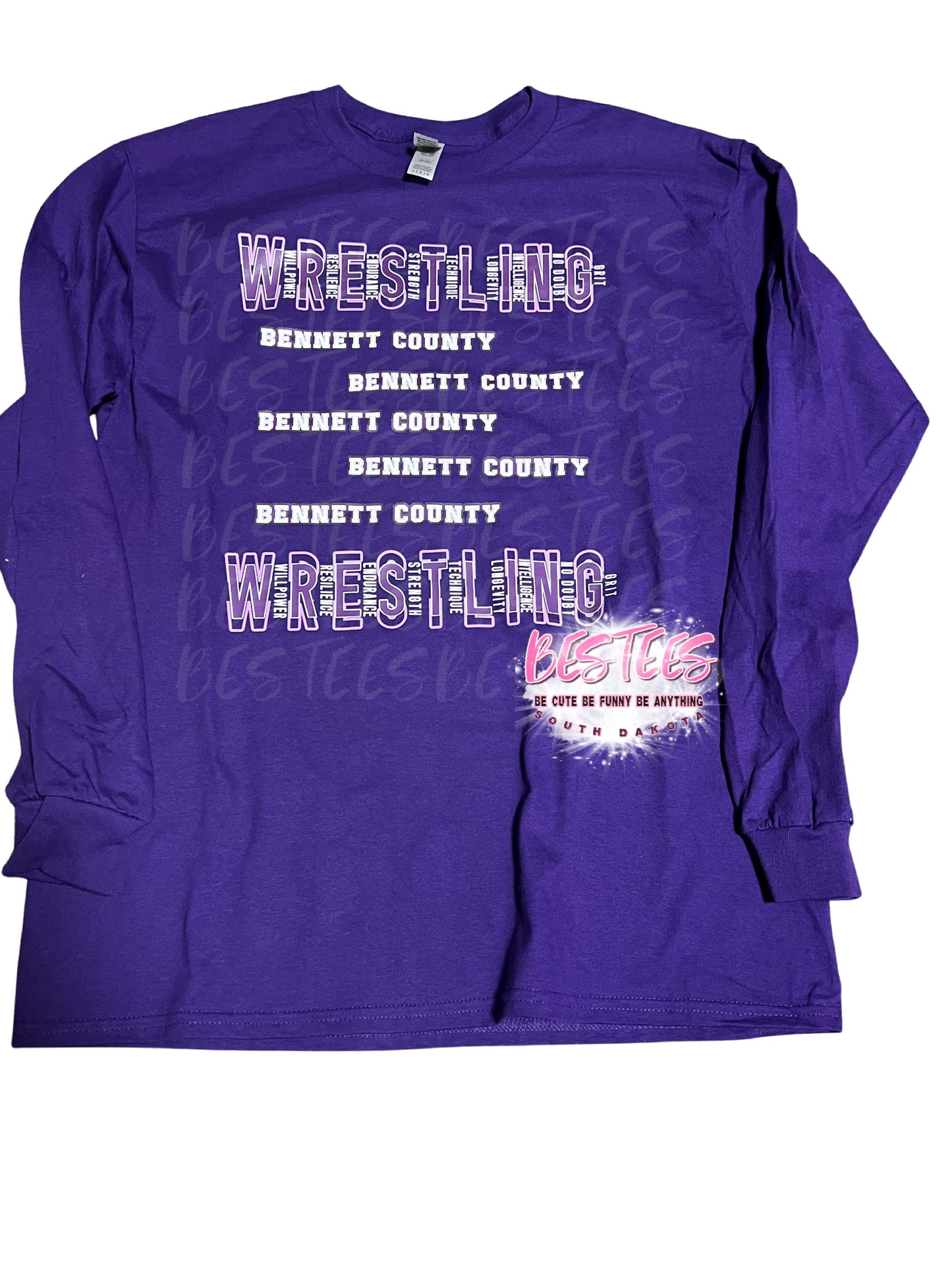Bennett County Warriors Wrestling Purple Long Sleeve T-shirt