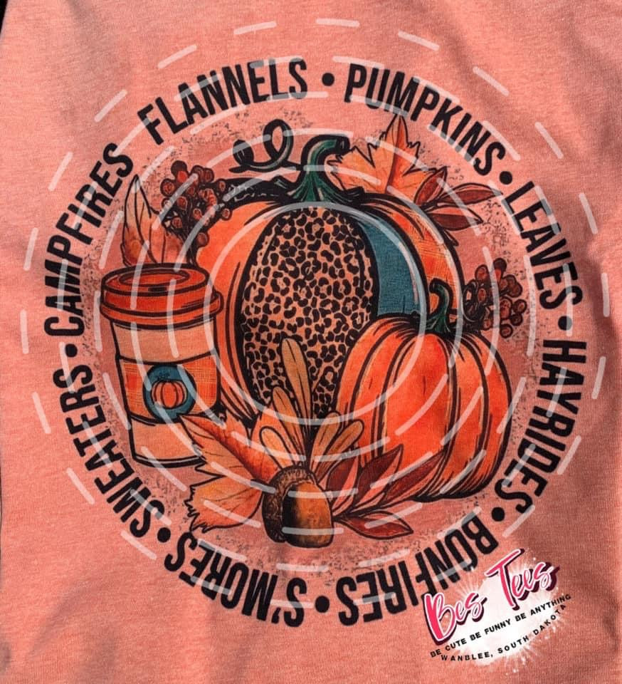 Orange 🍁Colorful Fall Pattern T-shirt🍁 BESTEES-SD
